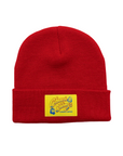 Yellow and Blue Rectangle Woven Logo Beanie