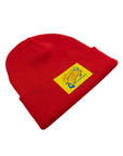 Yellow and Blue Rectangle Woven Logo Beanie